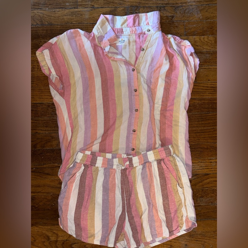 Womens Marine Layer Shirt & Shorts Lightweight Set